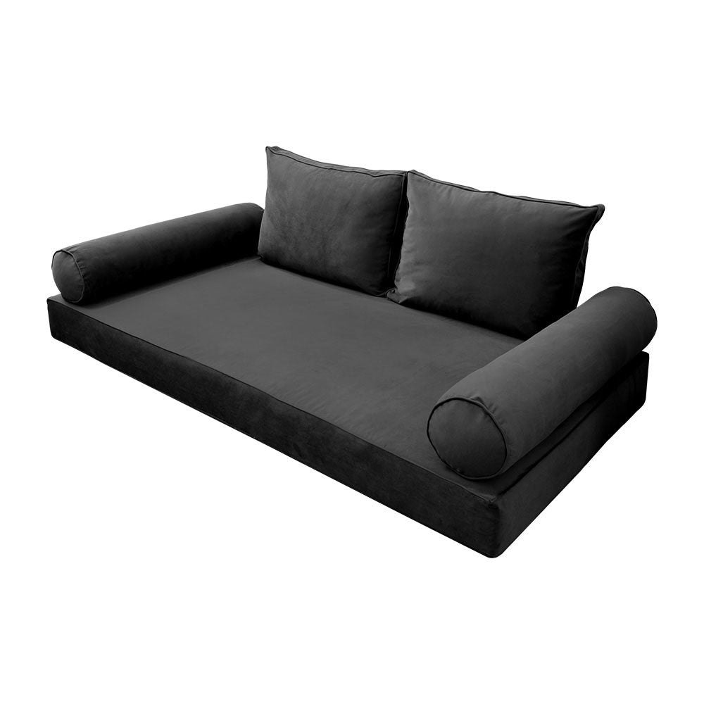 Style V1 Twin Pipe Trim Velvet Indoor Daybed Mattress Pillow Complete Set AD350