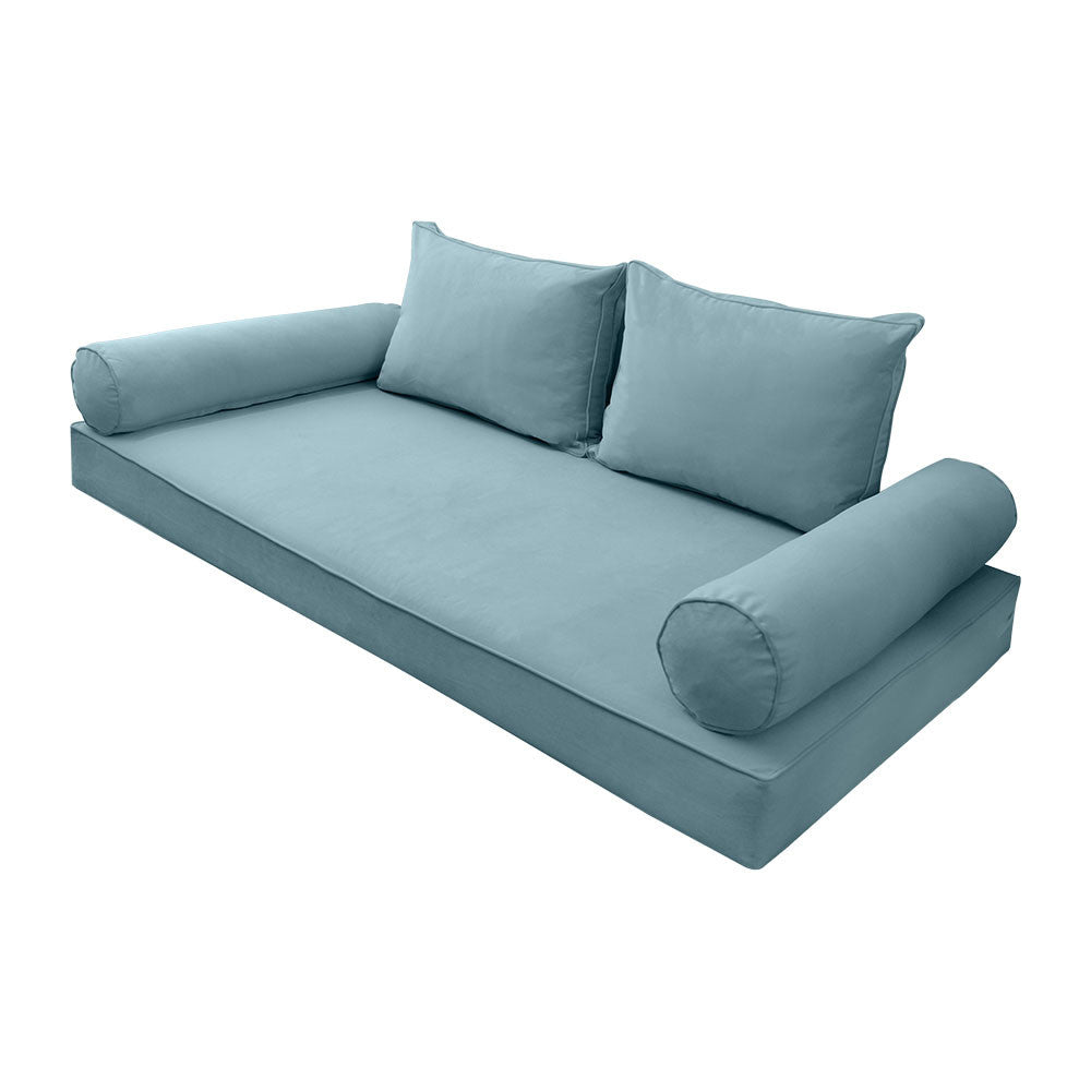 Style V1 Twin-XL Pipe Trim Velvet Indoor Daybed Mattress Pillow Complete Set AD355