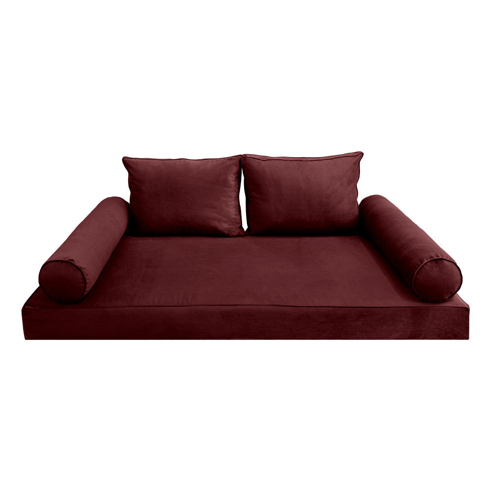 Style V1 Twin Pipe Trim Velvet Indoor Daybed Mattress Pillow Complete Set AD368