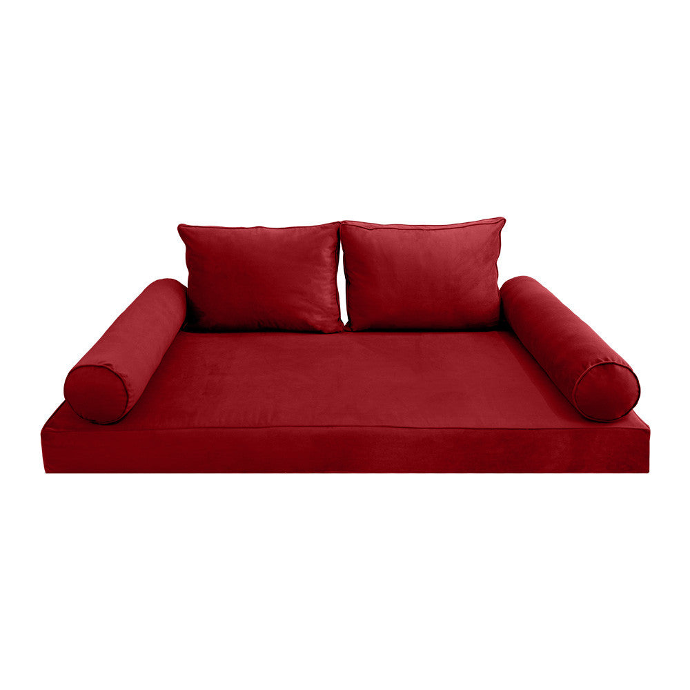 Style V1 Twin-XL Pipe Trim Velvet Indoor Daybed Mattress Pillow Complete Set AD369