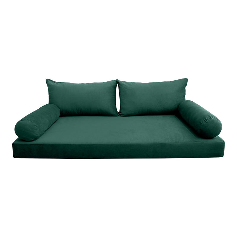 Style V2 Full Knife Edge Velvet Indoor Daybed Mattress Pillow Complete Set AD317