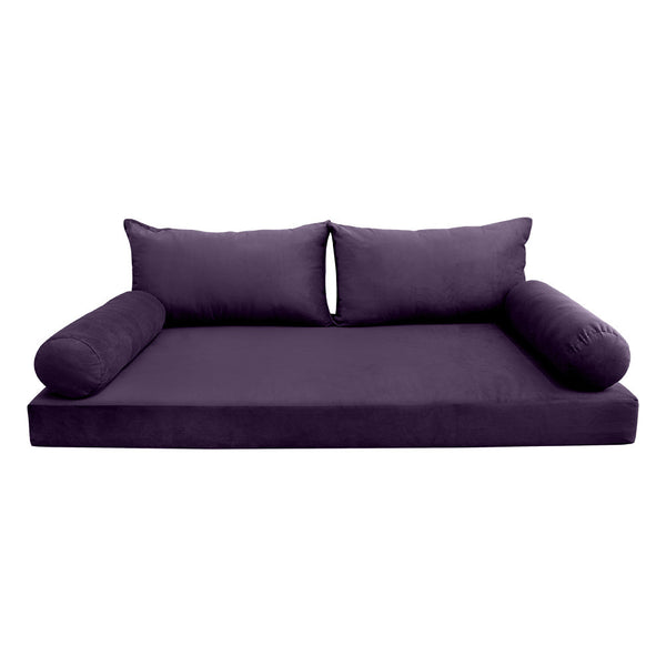 Style V2 Full Knife Edge Velvet Indoor Daybed Mattress Pillow Complete Set AD339