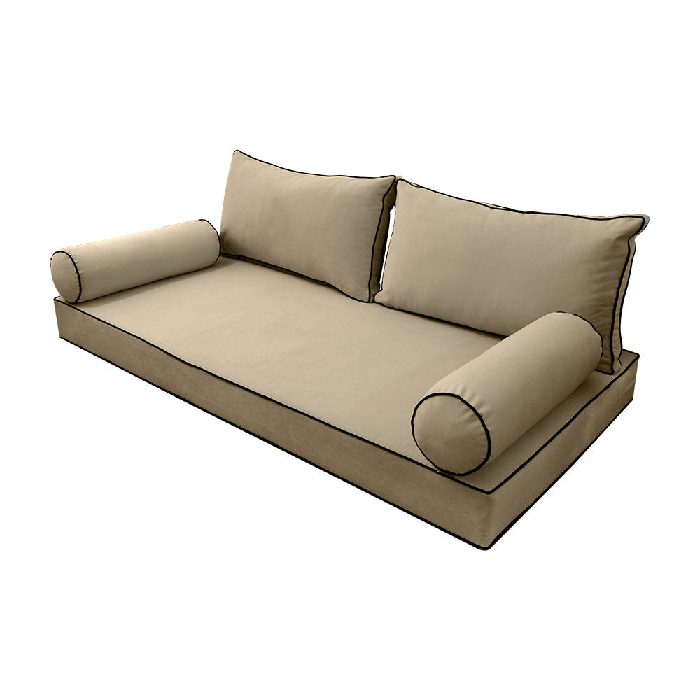 Style V2 TwinXL Contrast Pipe Velvet Indoor Daybed Mattress Pillow Complete Set AD304