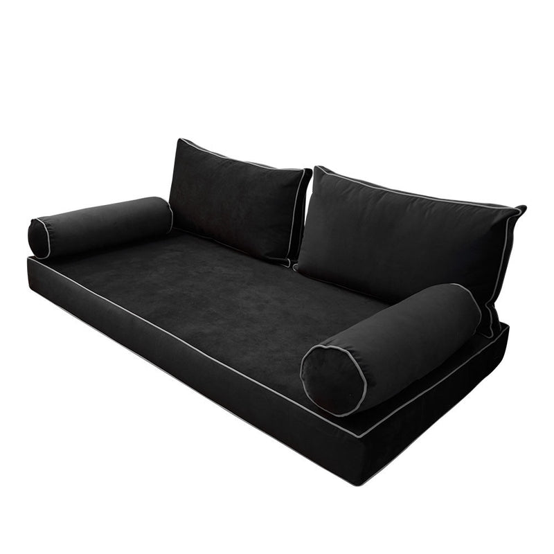 Style V2 TwinXL Contrast Pipe Velvet Indoor Daybed Mattress Pillow Complete Set AD350