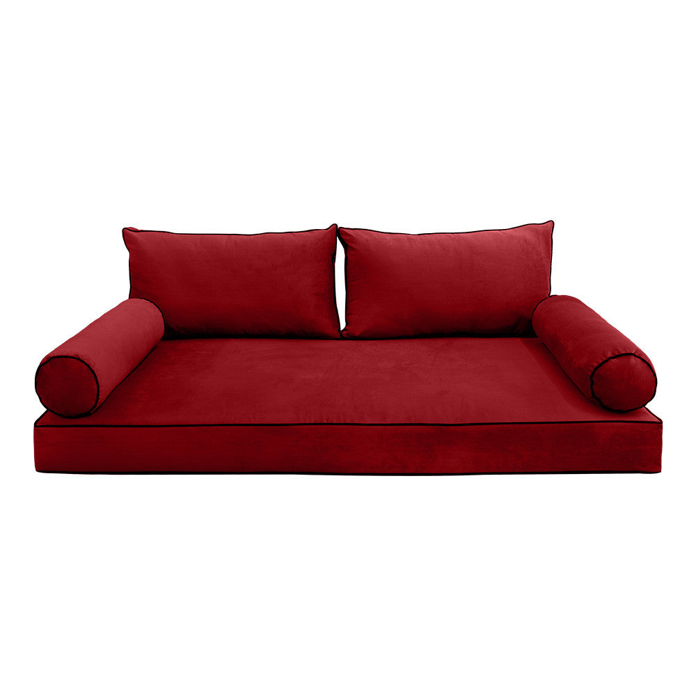 Style V2 Twin Contrast Pipe Velvet Indoor Daybed Mattress Pillow Complete Set AD369