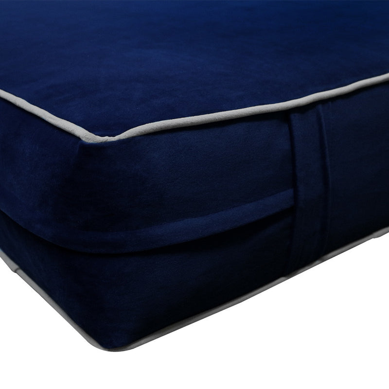 STYLE V2 Twin-XL Velvet Contrast Pipe Indoor Daybed Mattress Pillow |COVER ONLY| AD373