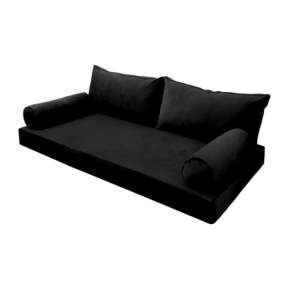 Style V2 Twin Pipe Trim Velvet Indoor Daybed Mattress Pillow Complete Set AD374