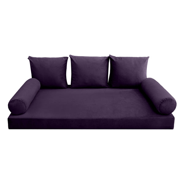 Style V3 Full Knife Edge Velvet Indoor Daybed Mattress Pillow Complete Set AD339