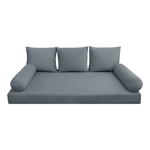 Contrast Pipe Velvet Daybed Mattress Cover – Twin Size 75"x39"x6", Fitted Sheet Only (AD355)