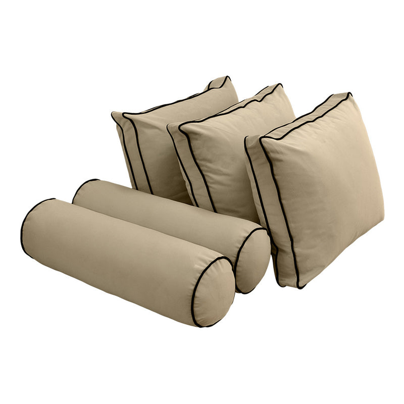 Style V3 Twin-XL Contrast Pipe Velvet Indoor Daybed Mattress Pillow Complete Set AD304