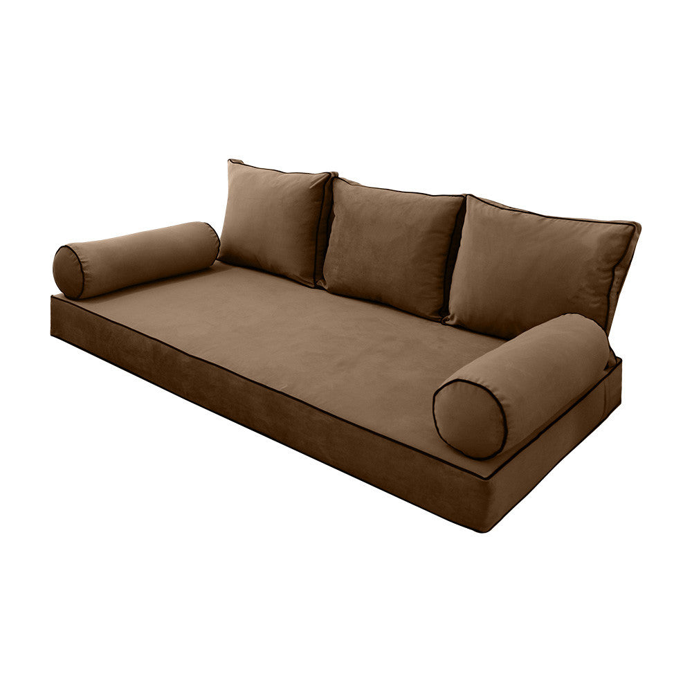 Style V3 Twin Contrast Pipe Velvet Indoor Daybed Mattress Pillow Complete Set AD308