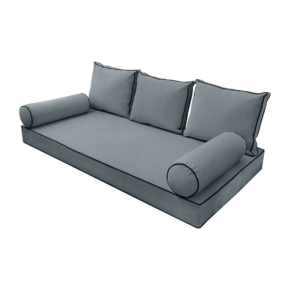 Style V3 Twin-XL Contrast Pipe Velvet Indoor Daybed Mattress Pillow Complete Set AD347
