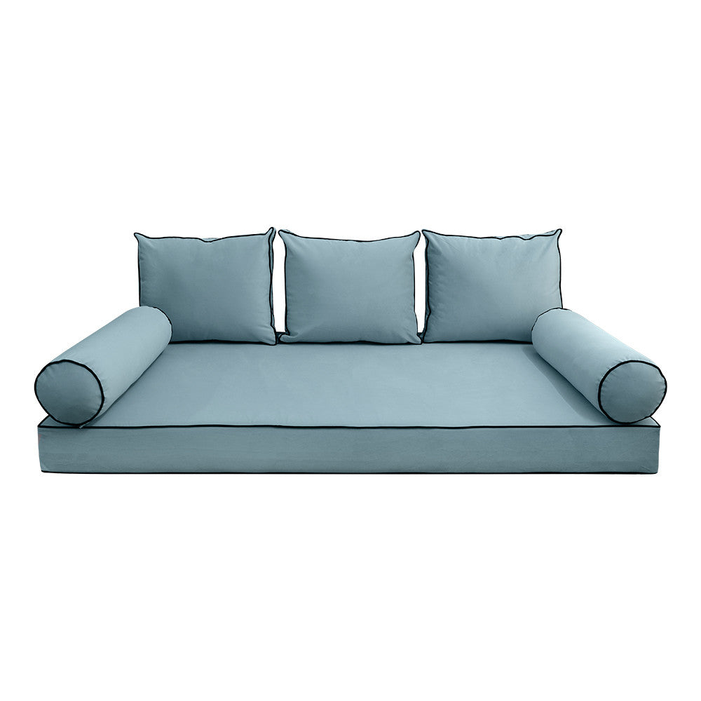 Style V3 Full Contrast Pipe Velvet Indoor Daybed Mattress Pillow Complete Set AD355