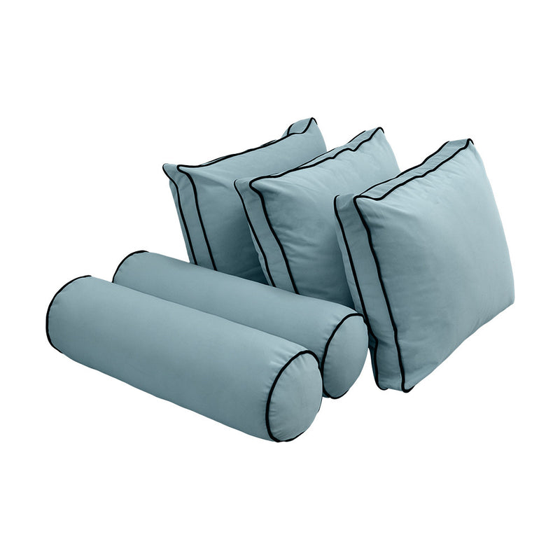 Style V3 Twin Contrast Pipe Velvet Indoor Daybed Mattress Pillow Complete Set AD355