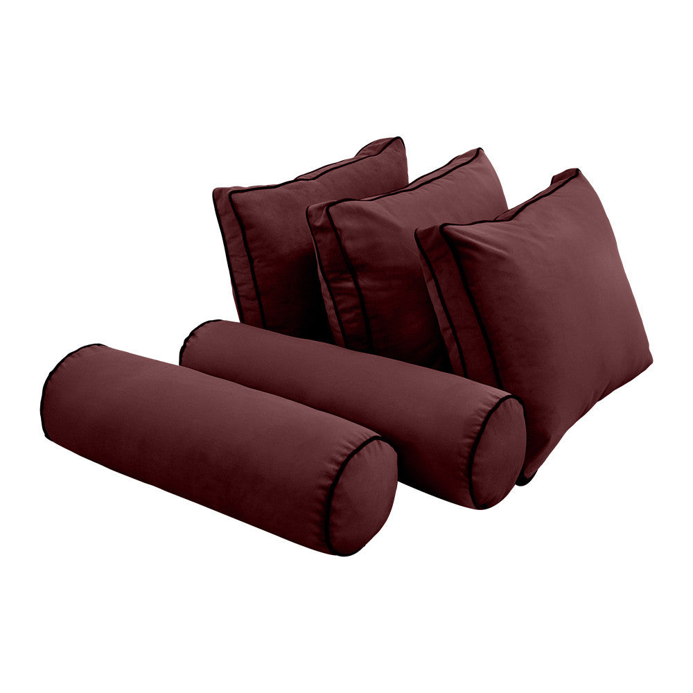 Style V3 Twin Contrast Pipe Velvet Indoor Daybed Mattress Pillow Complete Set AD368