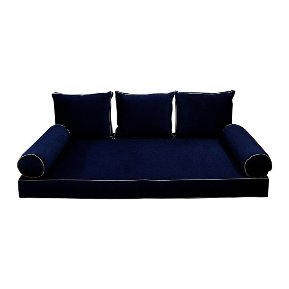Style V3 Twin-XL Contrast Pipe Velvet Indoor Daybed Mattress Pillow Complete Set AD373