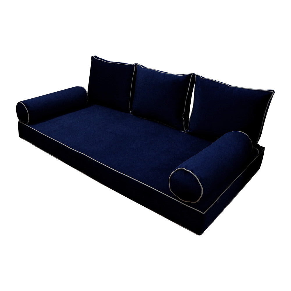 Style V3 Twin-XL Contrast Pipe Velvet Indoor Daybed Mattress Pillow Complete Set AD373
