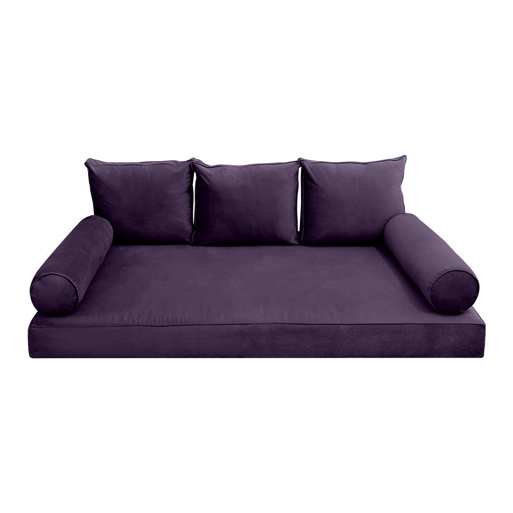 Style V3 Twin Pipe Trim Velvet Indoor Daybed Mattress Pillow Complete Set AD339
