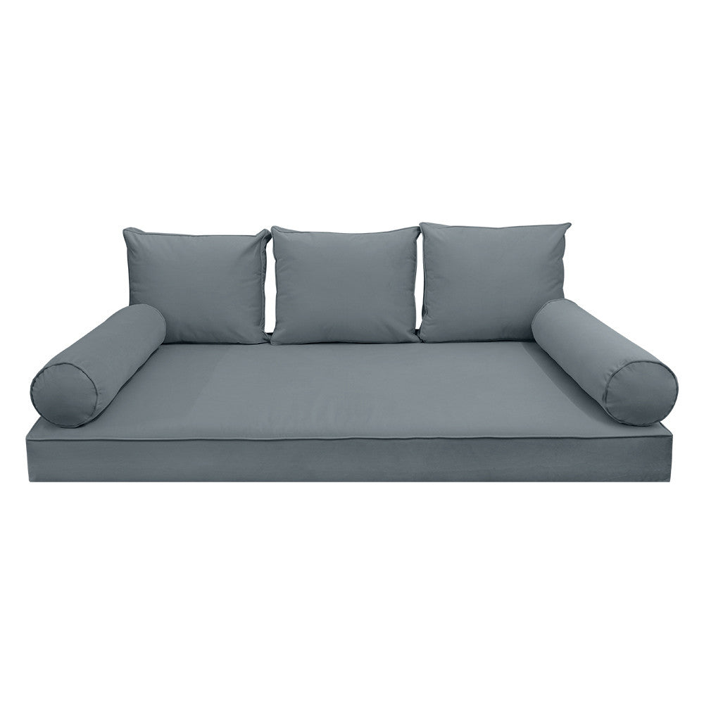 Style V3 Twin-XL Pipe Trim Velvet Indoor Daybed Mattress Pillow Complete Set AD347