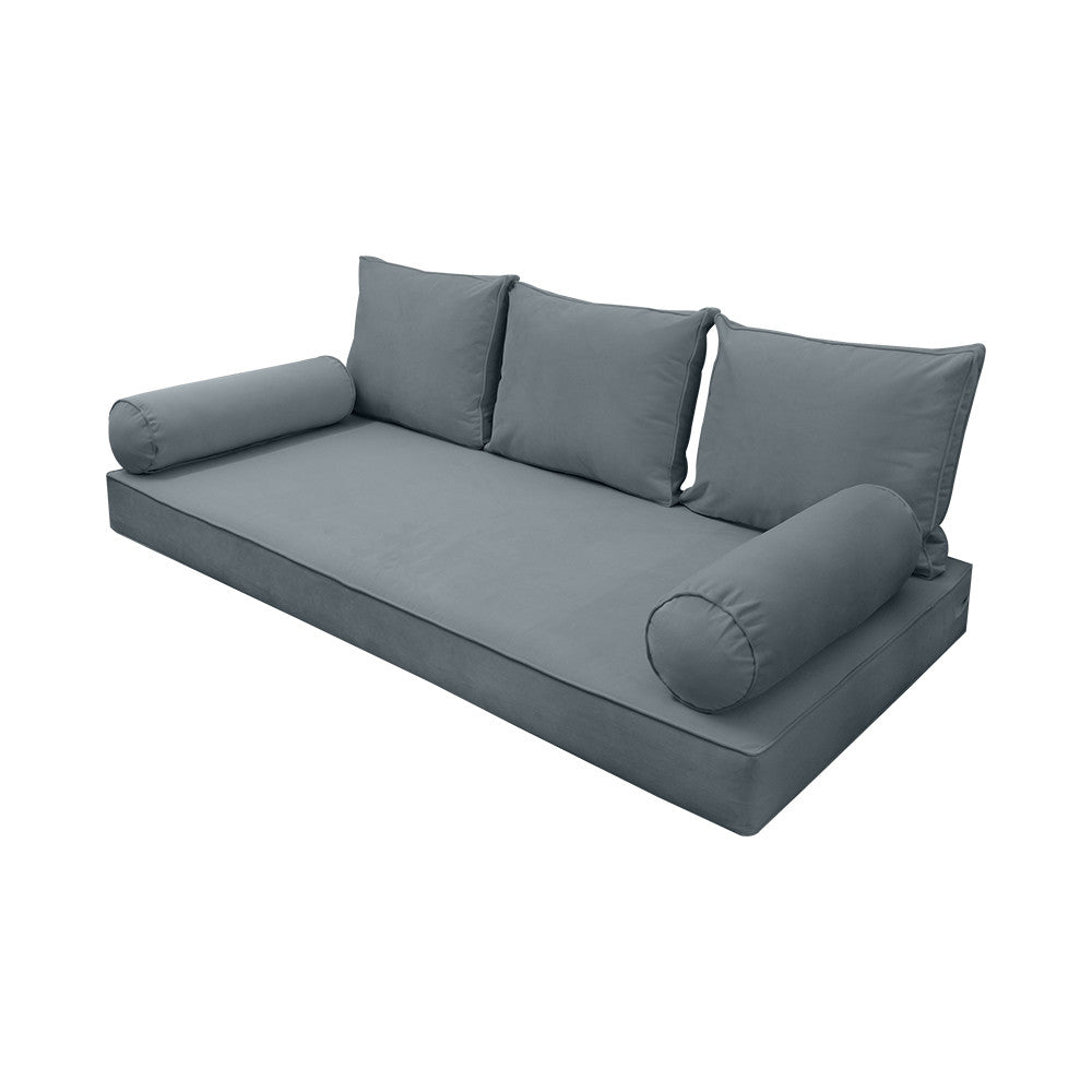 Style V3 Twin-XL Pipe Trim Velvet Indoor Daybed Mattress Pillow Complete Set AD347