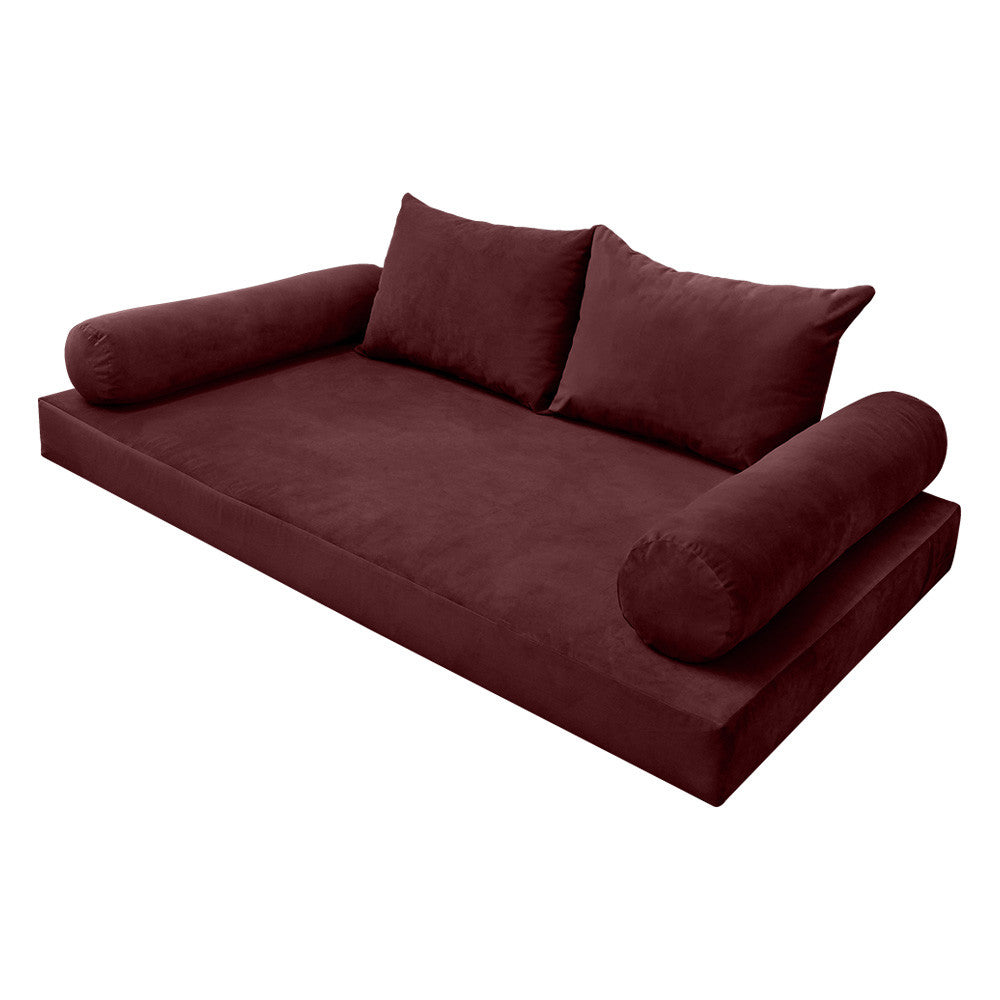 Style V4 Twin-XL Knife Edge Velvet Indoor Daybed Mattress Pillow Complete Set AD368