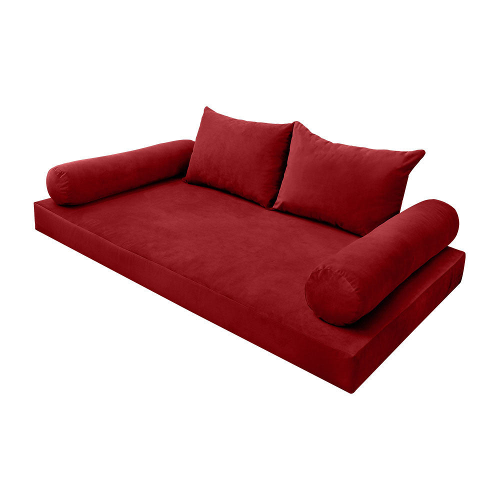 Style V4 Twin Knife Edge Velvet Indoor Daybed Mattress Pillow Complete Set AD369
