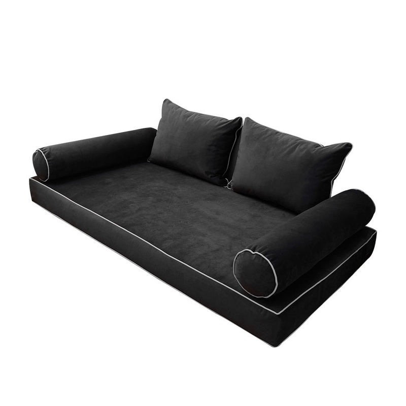STYLE V4 Full Velvet ContrastPipe Indoor Daybed Mattress Pillow|COVER ONLY|AD350