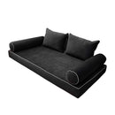 Style V4 Full Contrast Pipe Velvet Indoor Daybed Mattress Pillow Complete Set AD350