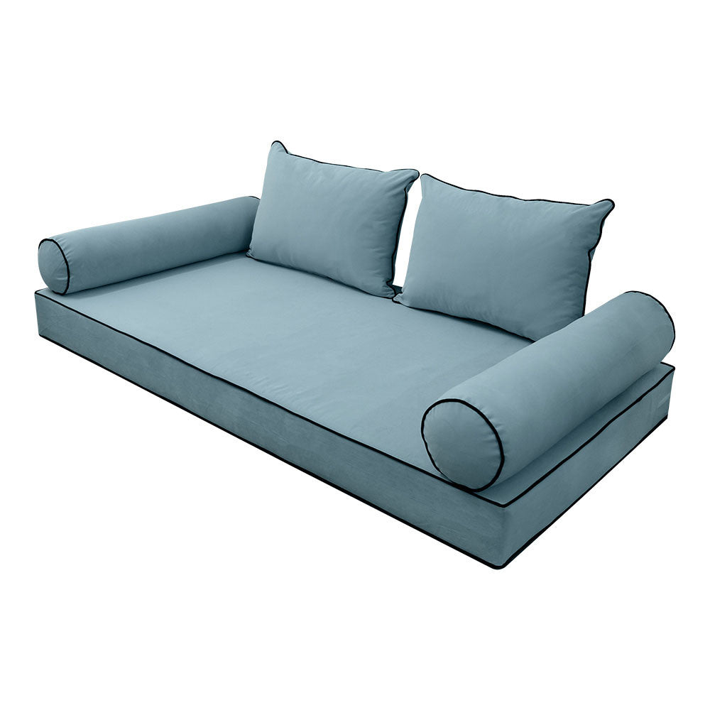 Style V4 Full Contrast Pipe Velvet Indoor Daybed Mattress Pillow Complete Set AD355