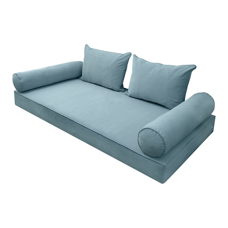 STYLE V4 Full Velvet Pipe Trim Indoor Daybed Mattress Pillow |COVER ONLY| AD355