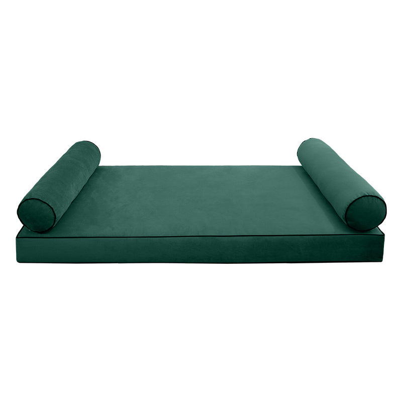 Style V5 Twin-XL Contrast Pipe Velvet Indoor Daybed Mattress Pillow Complete Set AD317