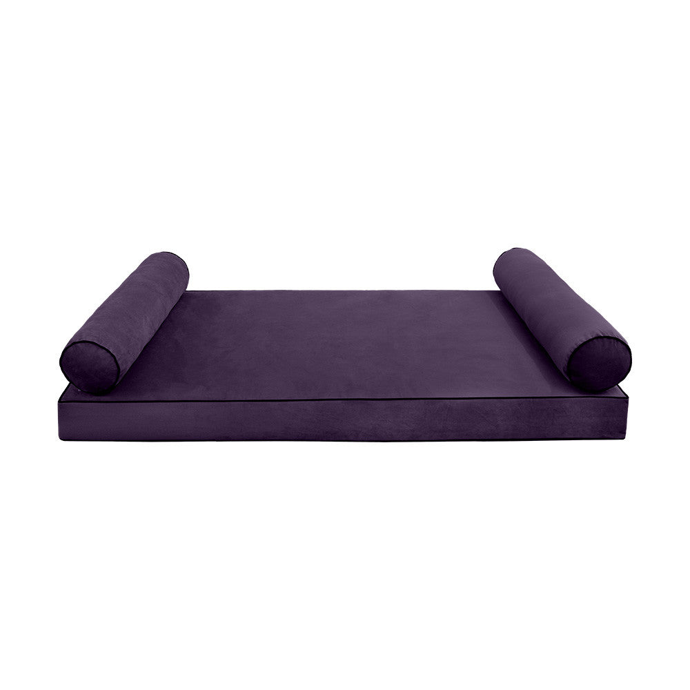 STYLE V5 Twin-XL Size Velvet Contrast Pipe Indoor Daybed Bolster Pillow Cushion Mattress Fitted Sheet |COVER ONLY|AD339