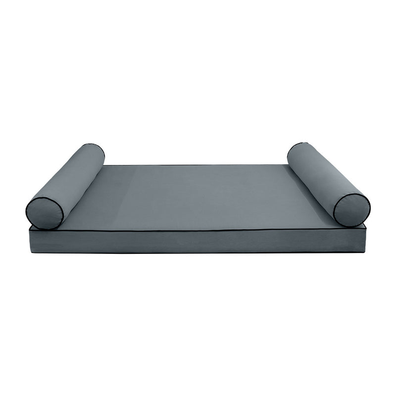 Style V5 Twin-XL Contrast Pipe Velvet Indoor Daybed Mattress Pillow Complete Set AD347