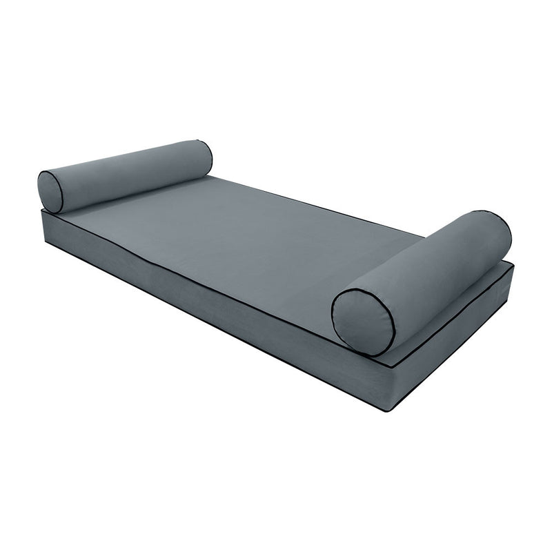 Style V5 Twin-XL Contrast Pipe Velvet Indoor Daybed Mattress Pillow Complete Set AD347