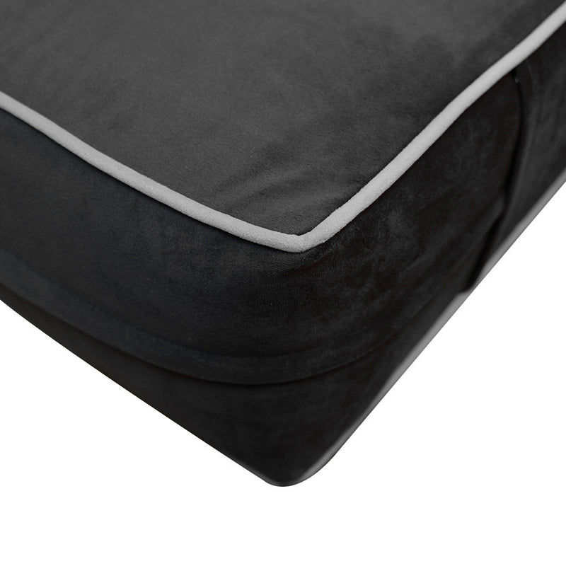 STYLE V5 Full Size Velvet Contrast Pipe Indoor Daybed Bolster Pillow Cushion Mattress Fitted Sheet |COVER ONLY|AD350