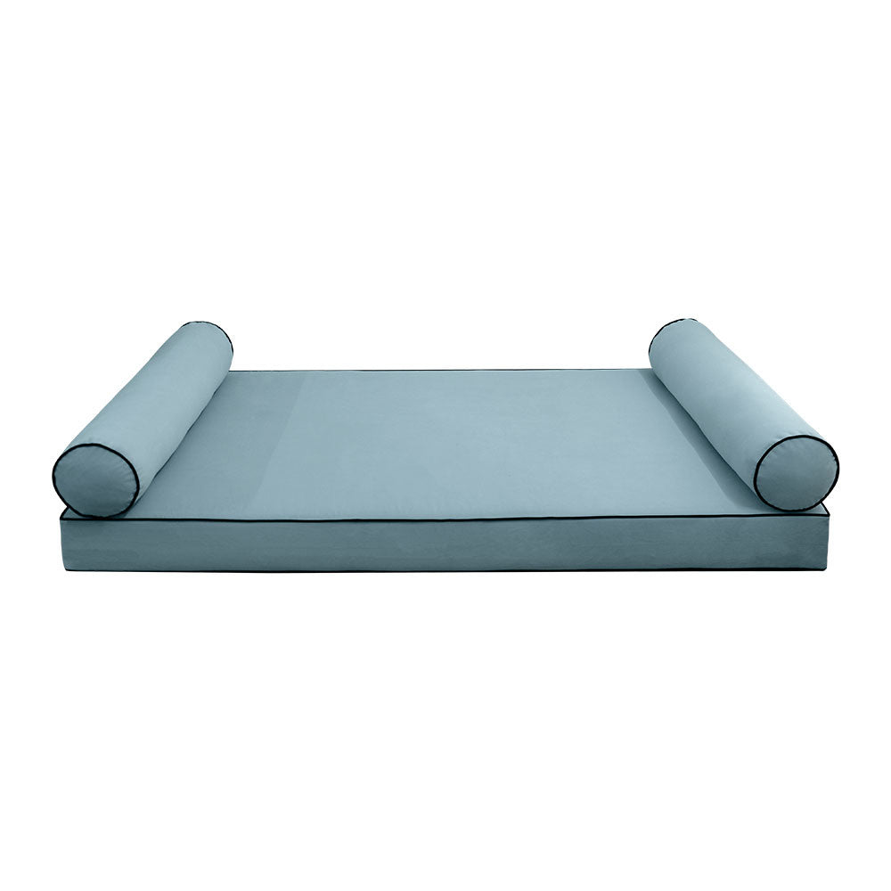 STYLE V5 Twin-XL Size Velvet Contrast Pipe Indoor Daybed Bolster Pillow Cushion Mattress Fitted Sheet |COVER ONLY|AD355