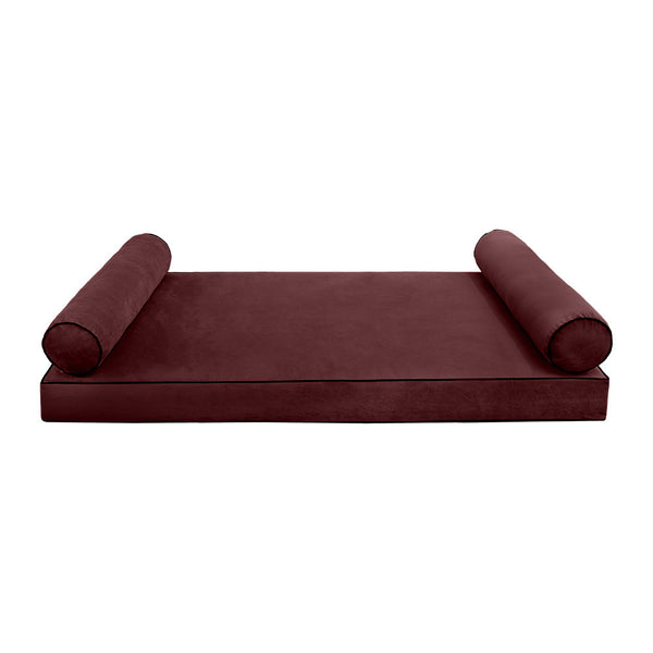 Style V5 Full Contrast Pipe Velvet Indoor Daybed Mattress Pillow Complete Set AD368