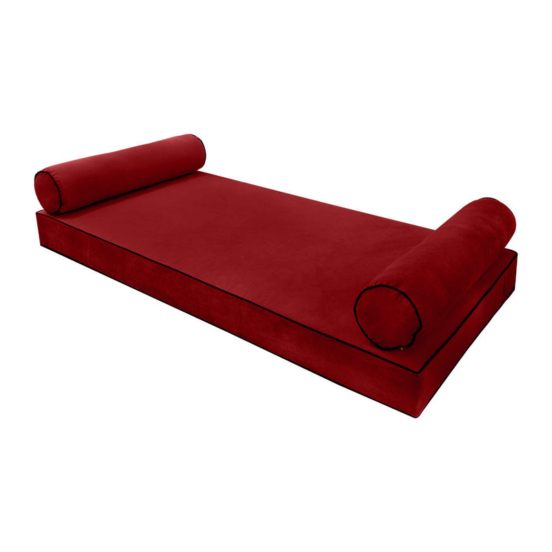 Style V5 Twin-XL Contrast Pipe Velvet Indoor Daybed Mattress Pillow Complete Set AD369