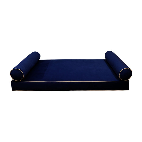 Style V5 Twin-XL Contrast Pipe Velvet Indoor Daybed Mattress Pillow Complete Set AD373