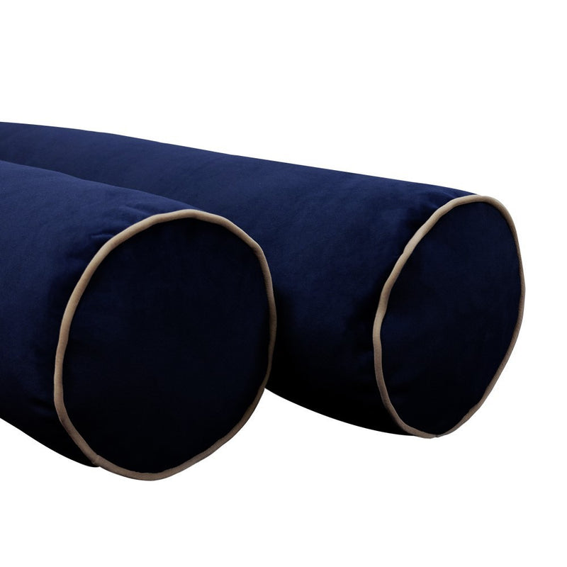 STYLE V5 Twin-XL Size Velvet Contrast Pipe Indoor Daybed Bolster Pillow Cushion Mattress Fitted Sheet |COVER ONLY|AD373