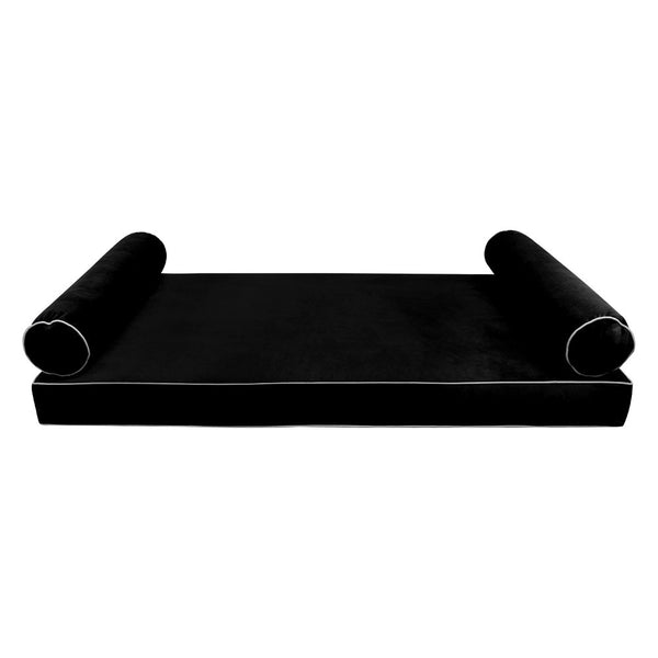 Style V5 Full Contrast Pipe Velvet Indoor Daybed Mattress Pillow Complete Set AD374