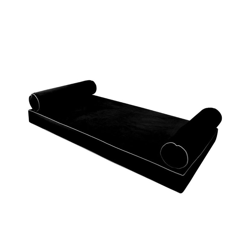 Style V5 Twin-XL Contrast Pipe Velvet Indoor Daybed Mattress Pillow Complete Set AD374