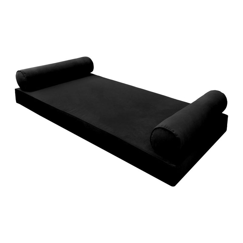 STYLE V5 Twin-XL Size Velvet Pipe Trim Indoor Daybed Bolster Pillow Cushion Mattress Fitted Sheet |COVER ONLY|AD374