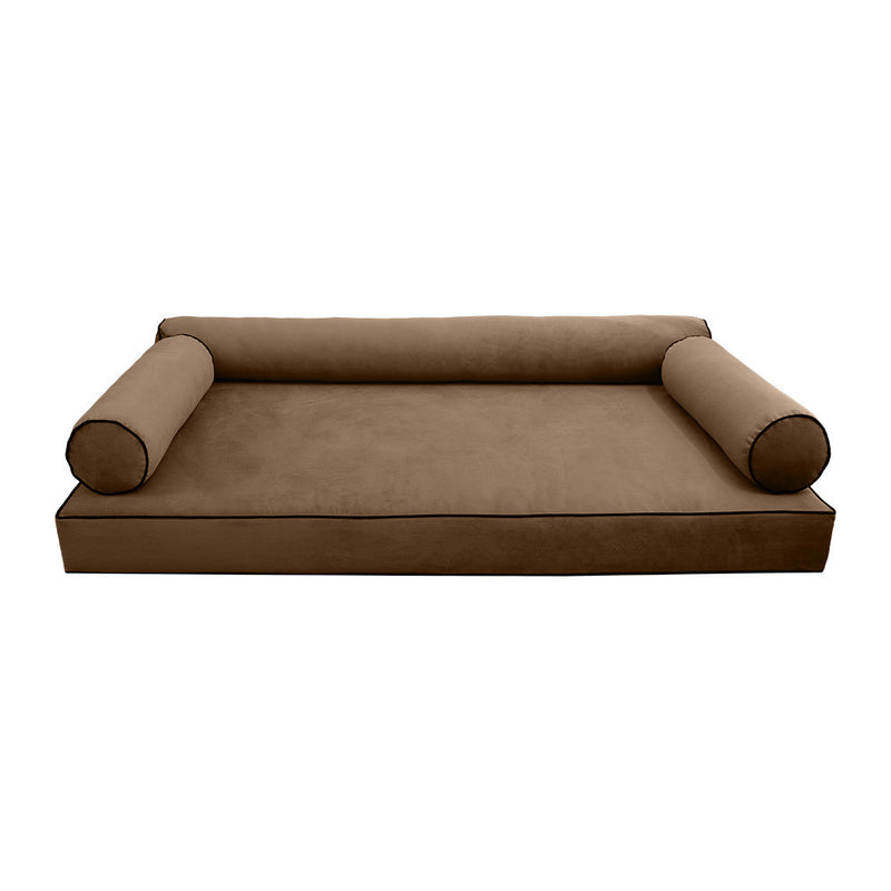 Style V6 Full Contrast Pipe Velvet Indoor Daybed Mattress Pillow Complete Set AD308