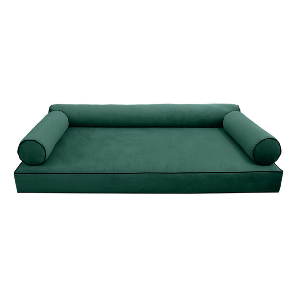 STYLE V6 Full Velvet Contrast Pipe Indoor Daybed Mattress Pillow|COVER ONLY| AD317