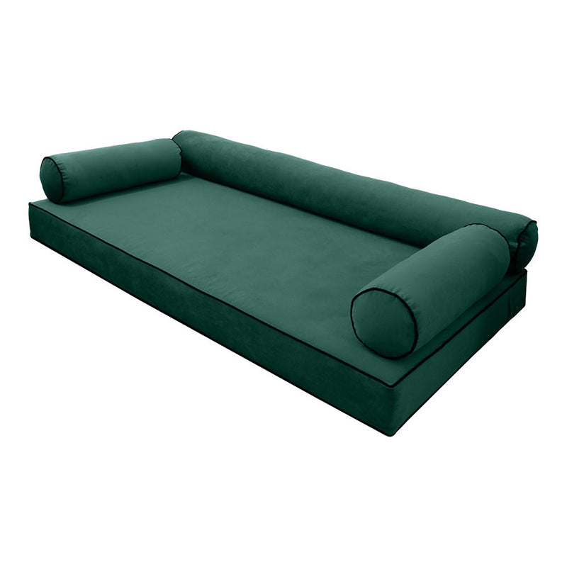 STYLE V6 Twin-XL Velvet Contrast Pipe Indoor Daybed Mattress Pillow |COVER ONLY| AD317