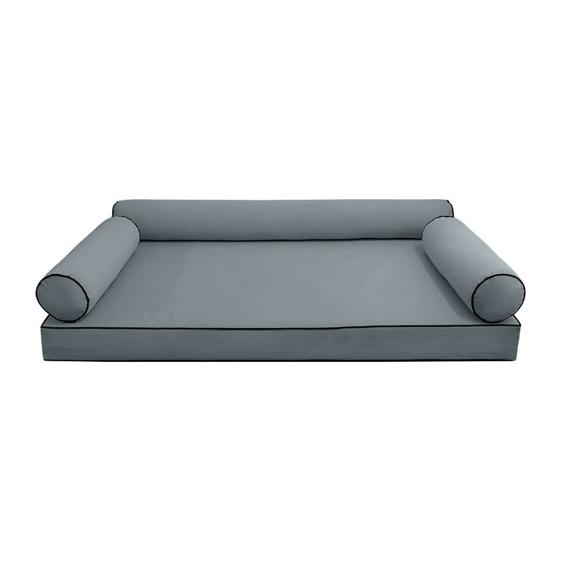 STYLE V6 Twin-XL Velvet Contrast Pipe Indoor Daybed Mattress Pillow |COVER ONLY| AD347