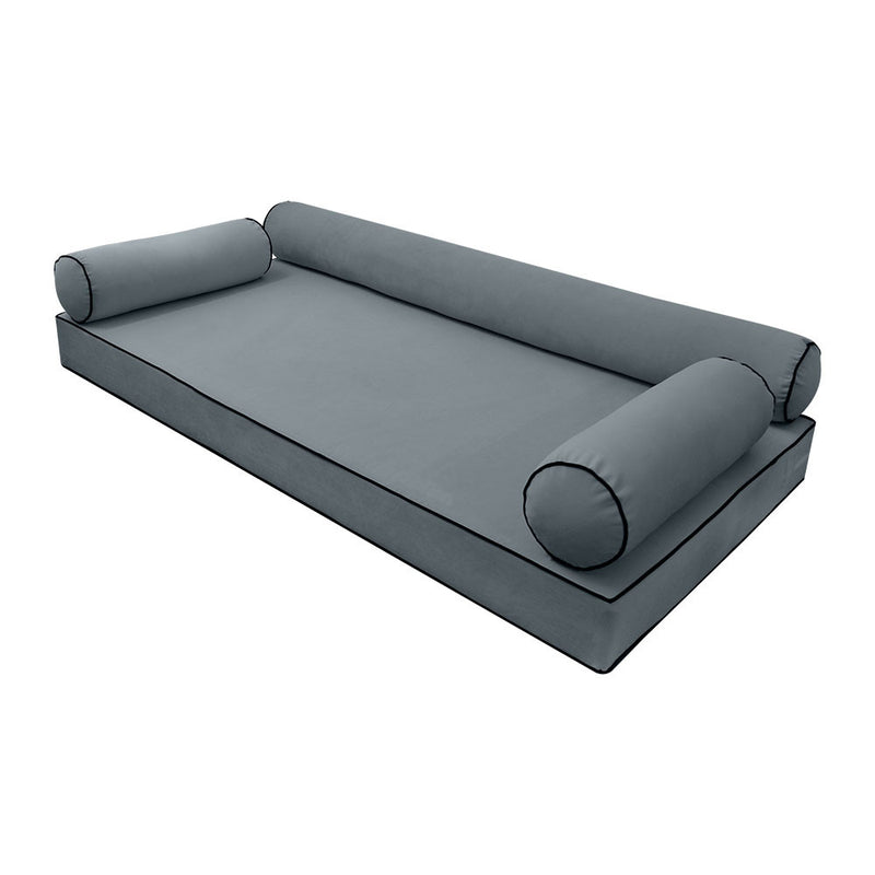 STYLE V6 Twin-XL Velvet Contrast Pipe Indoor Daybed Mattress Pillow |COVER ONLY| AD347