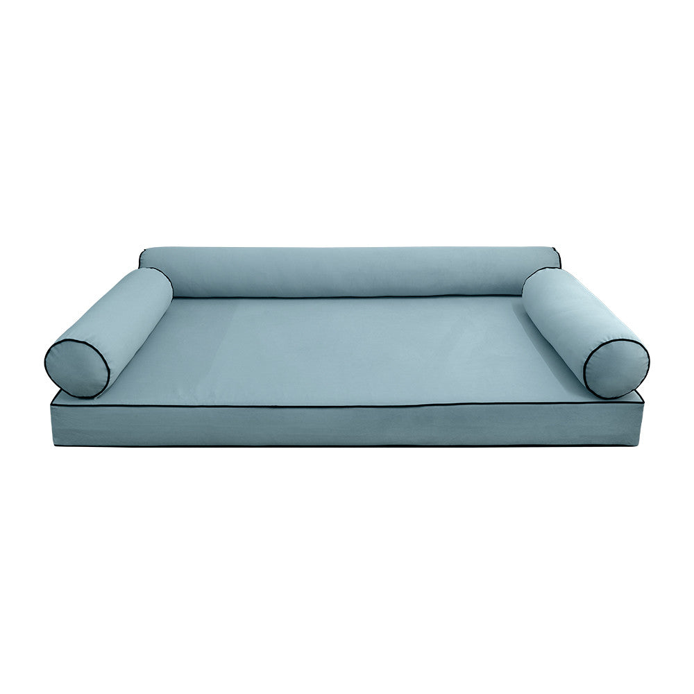 STYLE V6 Twin-XL Velvet Contrast Pipe Indoor Daybed Mattress Pillow |COVER ONLY| AD355
