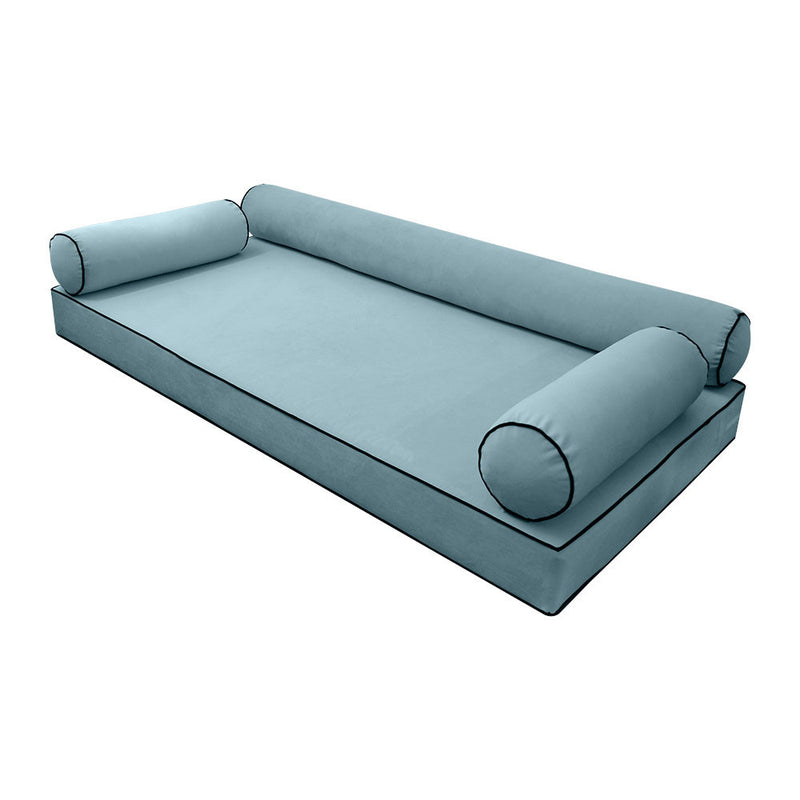 STYLE V6 Twin-XL Velvet Contrast Pipe Indoor Daybed Mattress Pillow |COVER ONLY| AD355